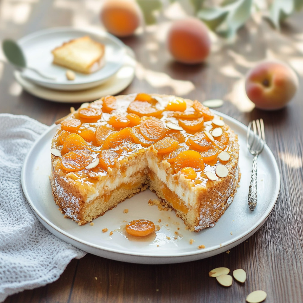 Recipe preparation for Apricot and Sliced Almond Healthy Cake