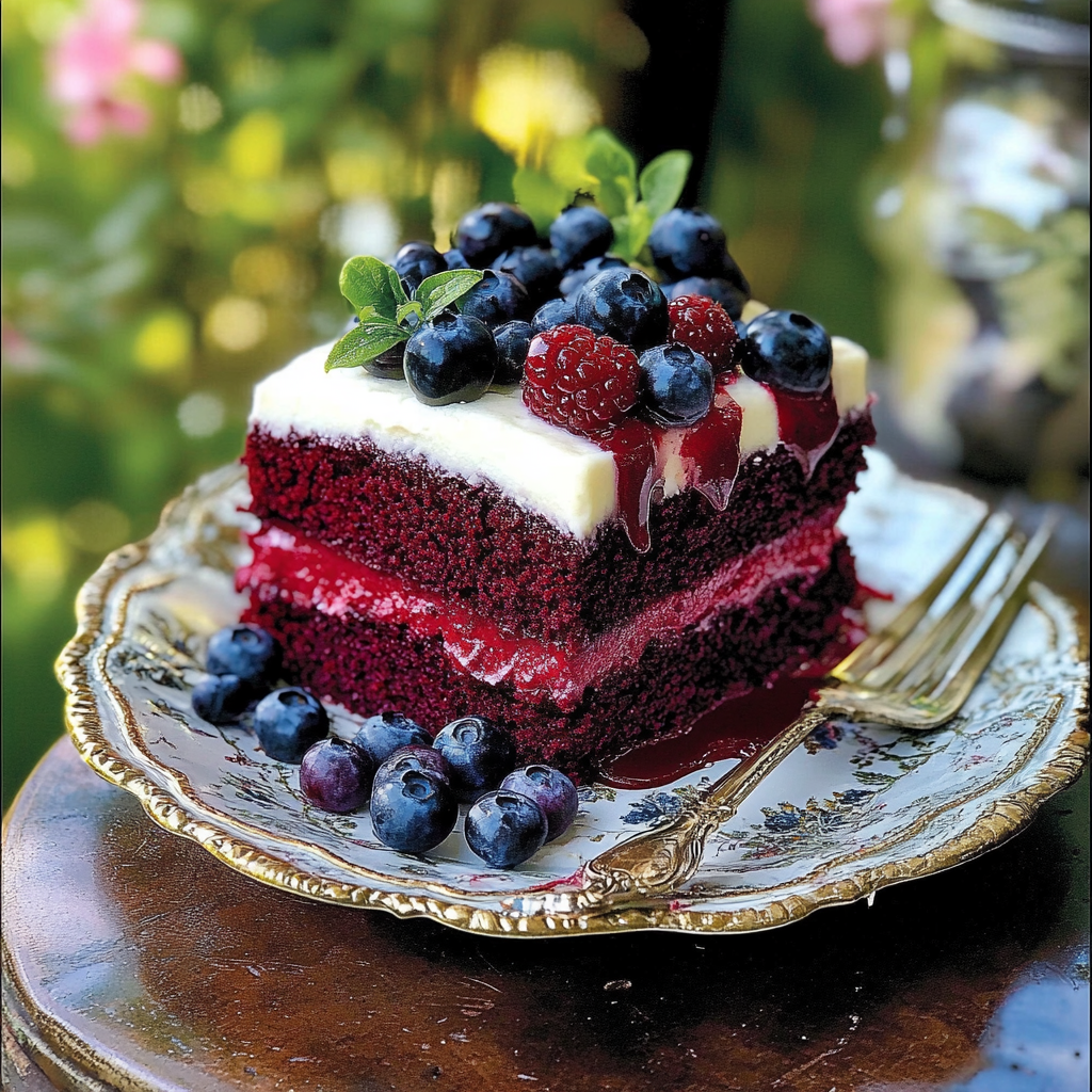 Recipe preparation for Red Velvet Loaf Cake with Blueberries