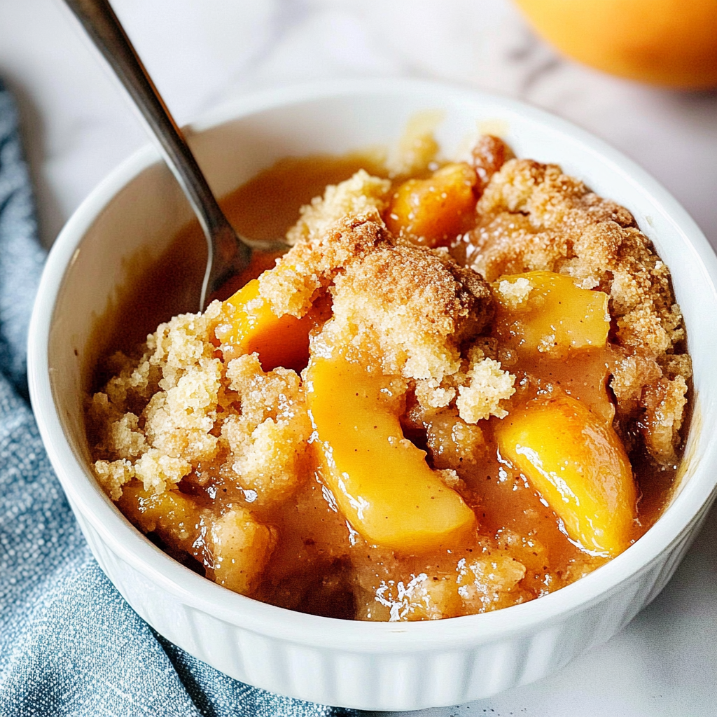Recipe preparation for Peach Cobbler Dump Cake