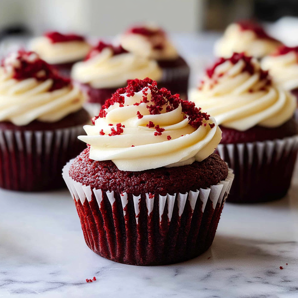 Recipe preparation for Red Velvet Cream Cheese Cupcakes