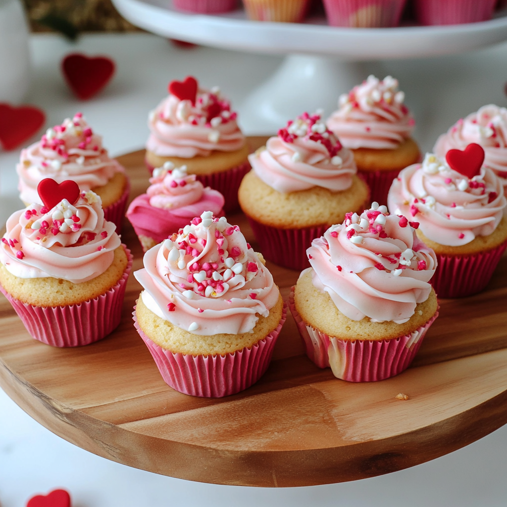 Recipe preparation for Vanilla Bean Rose Cupcakes