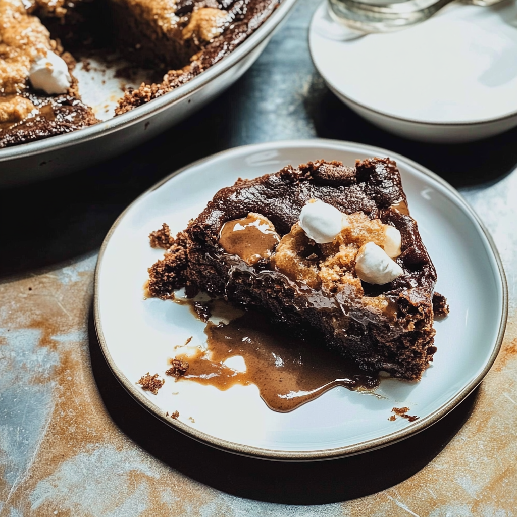 Recipe preparation for Chocolate Caramel Dump Cake