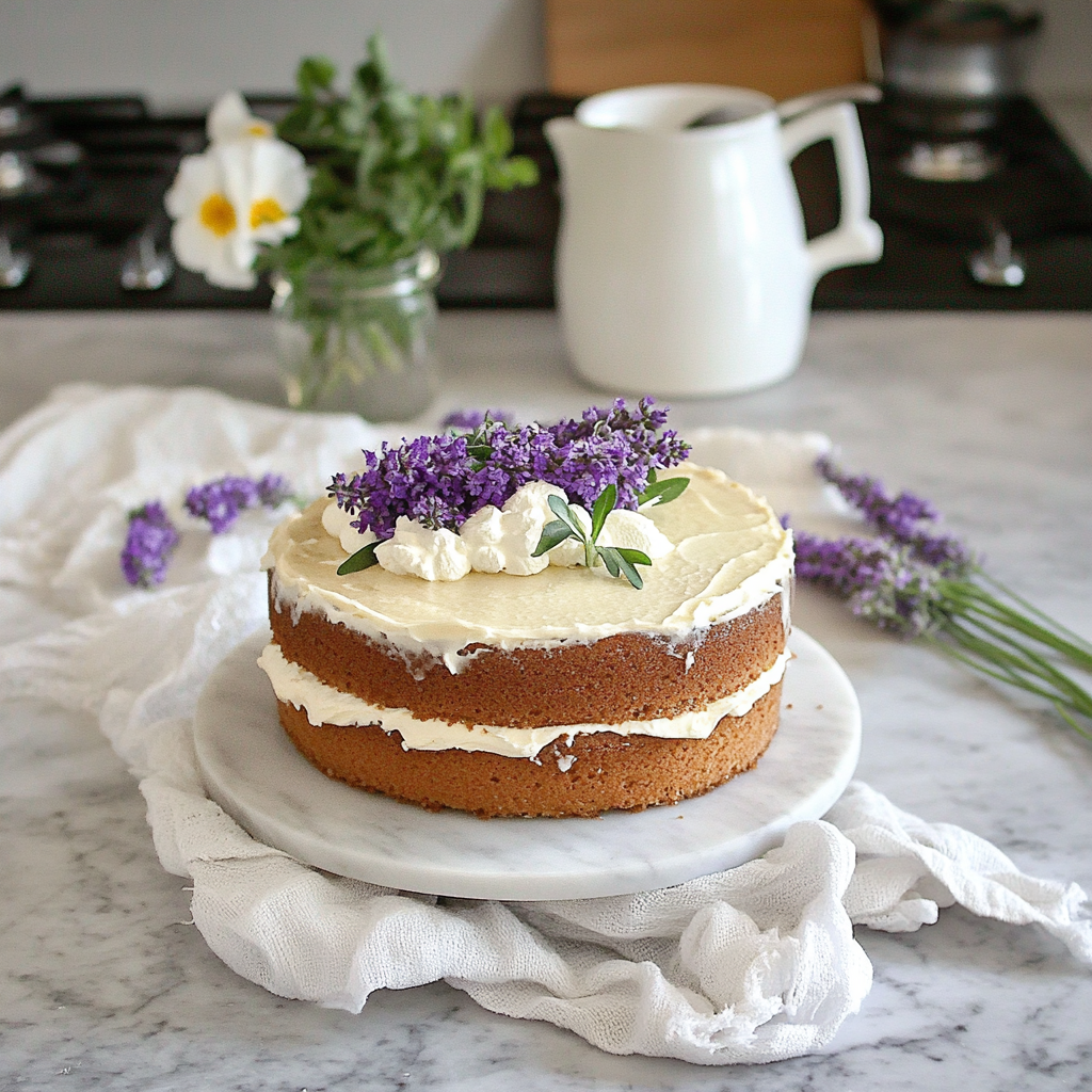 Recipe preparation for Honey Lavender Cake