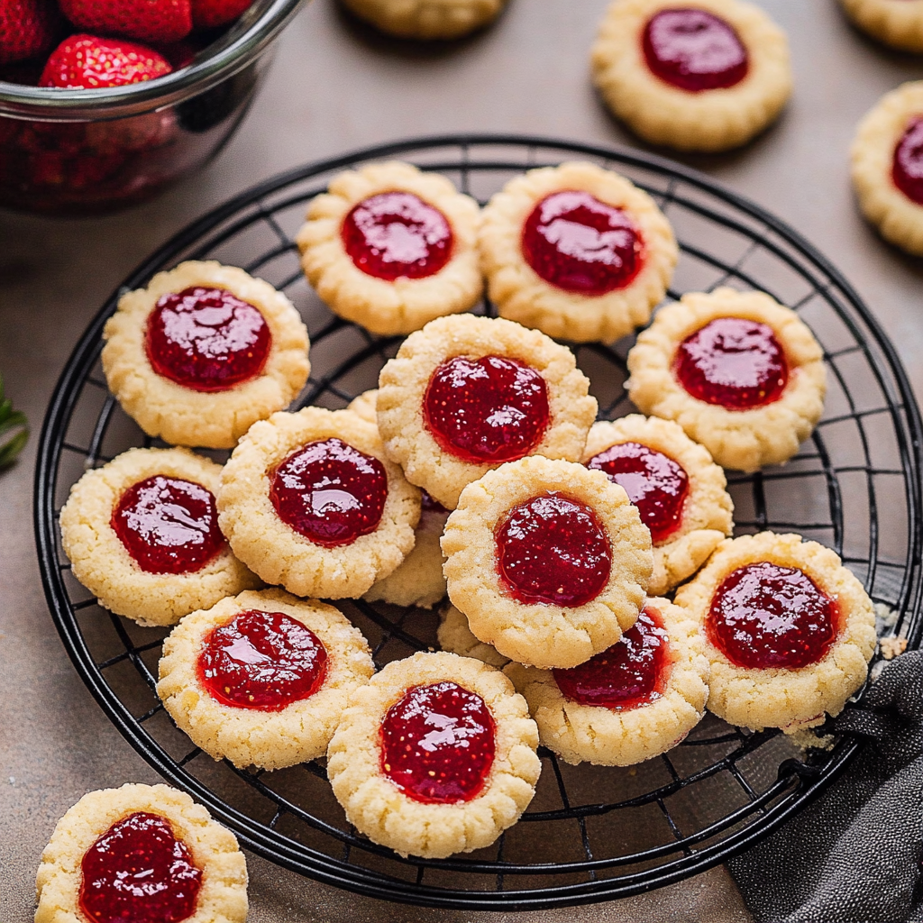 Recipe preparation for Strawberry Thumbprint Cookies