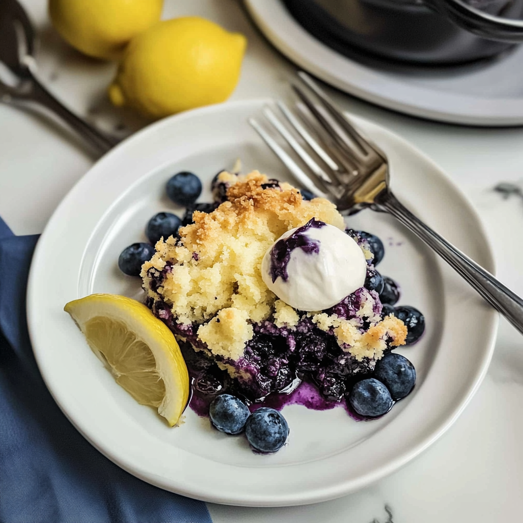 Recipe preparation for Blueberry Lemon Dump Cake