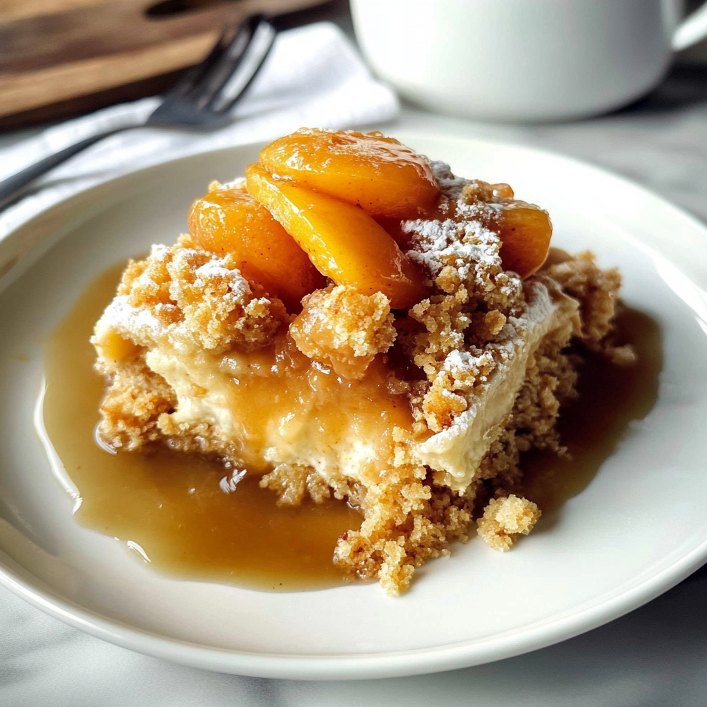 Recipe preparation for Peach & Browned Butter Nostalgia Dump Cake