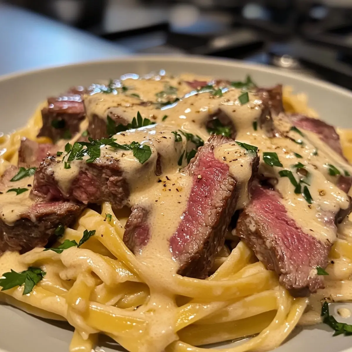 30-Minute Creamy Garlic Butter Steak Pasta