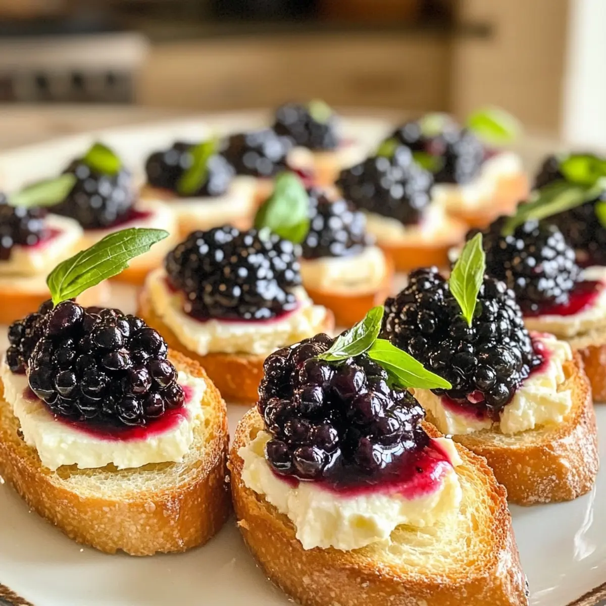 Baked Feta and Blackberry Crostini