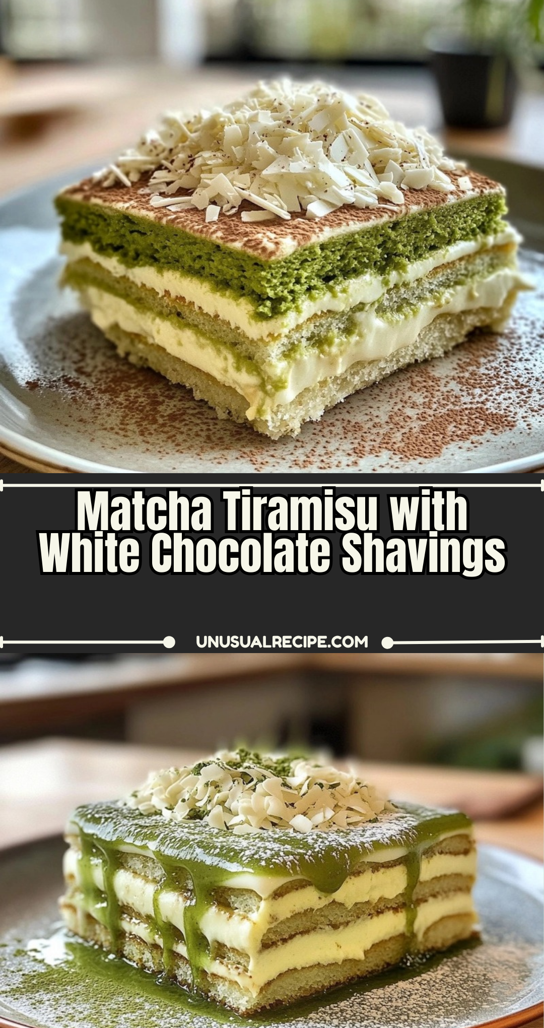Matcha Tiramisu with White Chocolate Shavings