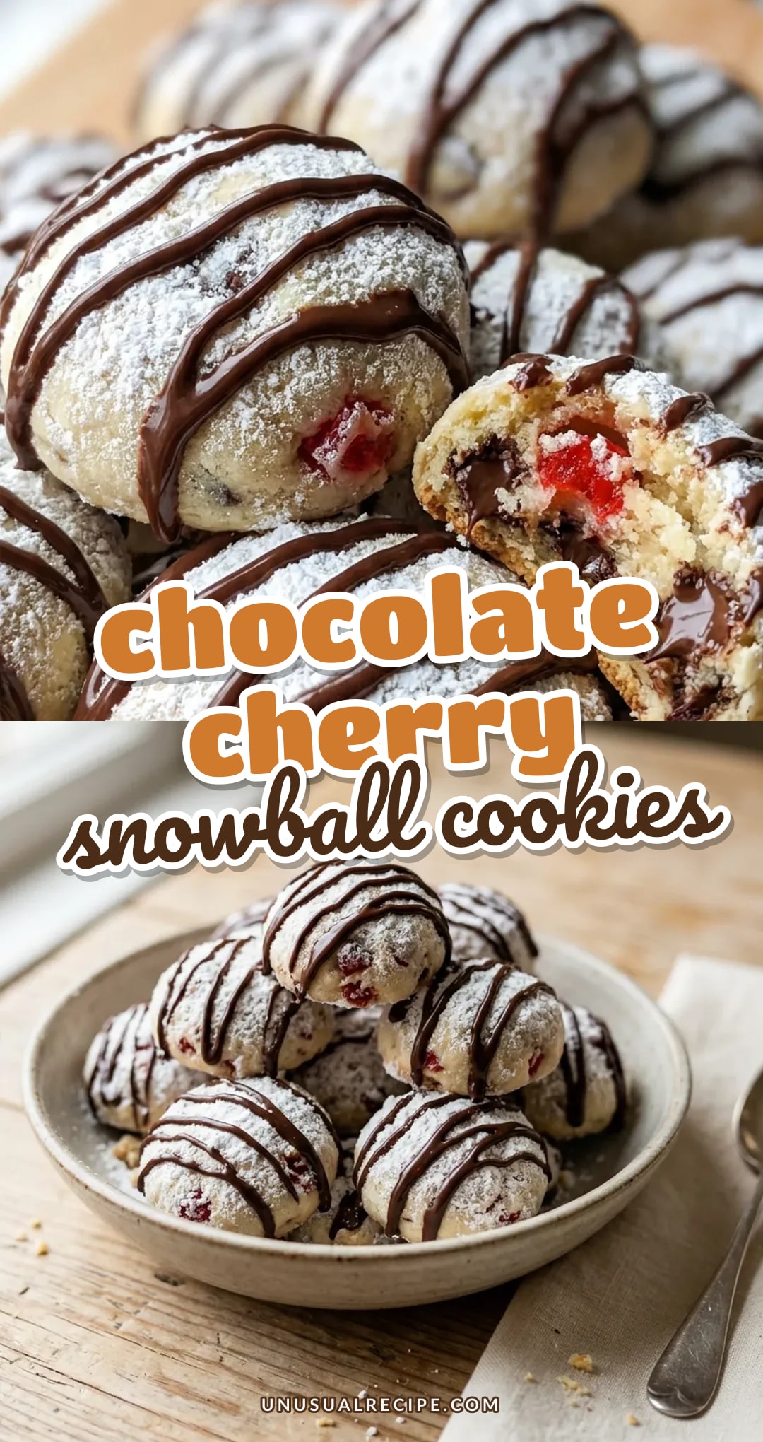 Chocolate Cherry Snowball Cookies Recipe