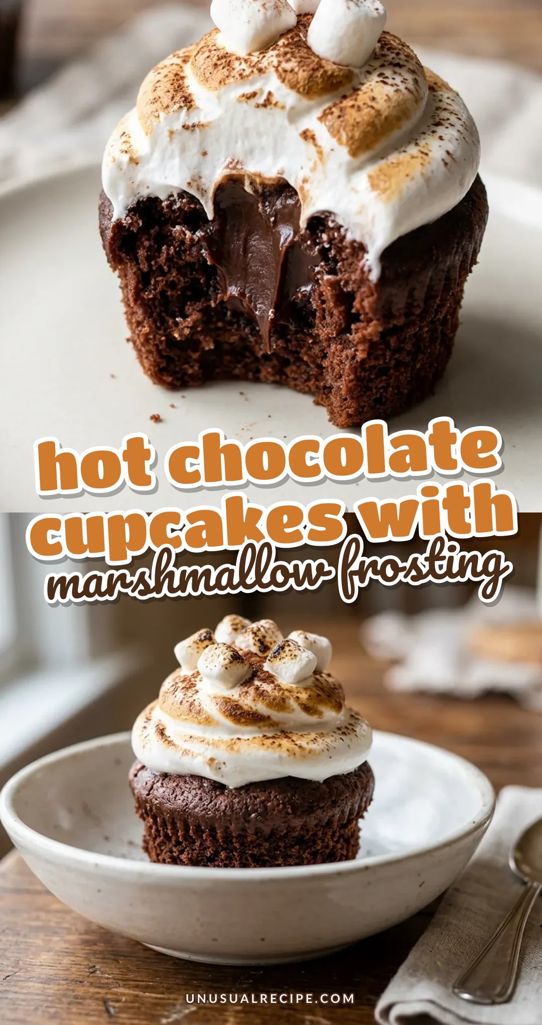 Hot Chocolate Cupcakes with Marshmallow Frosting Recipe