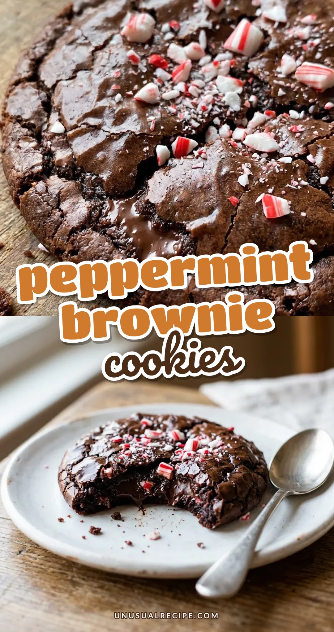Peppermint Brownie Cookies with Crushed Candy Canes