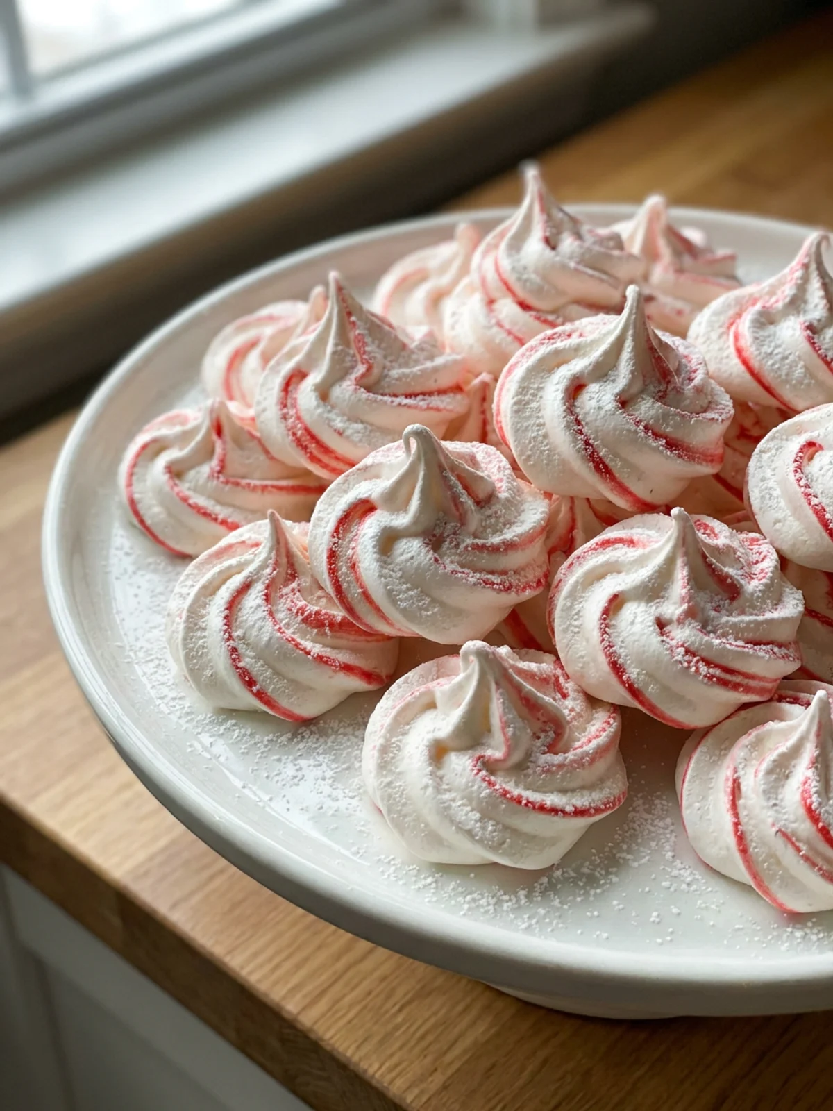 A bowl of glossy white meringue with beaters showing stiff peaks forming on the end.