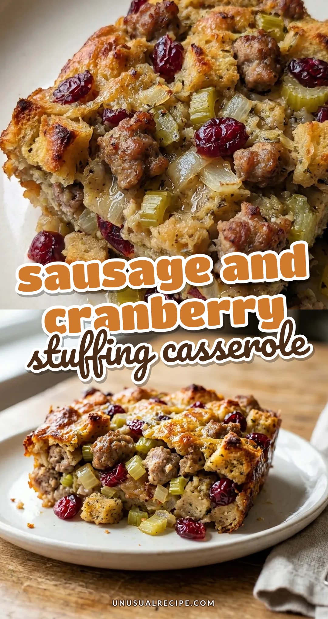 Sausage Cranberry Stuffing Casserole Recipe