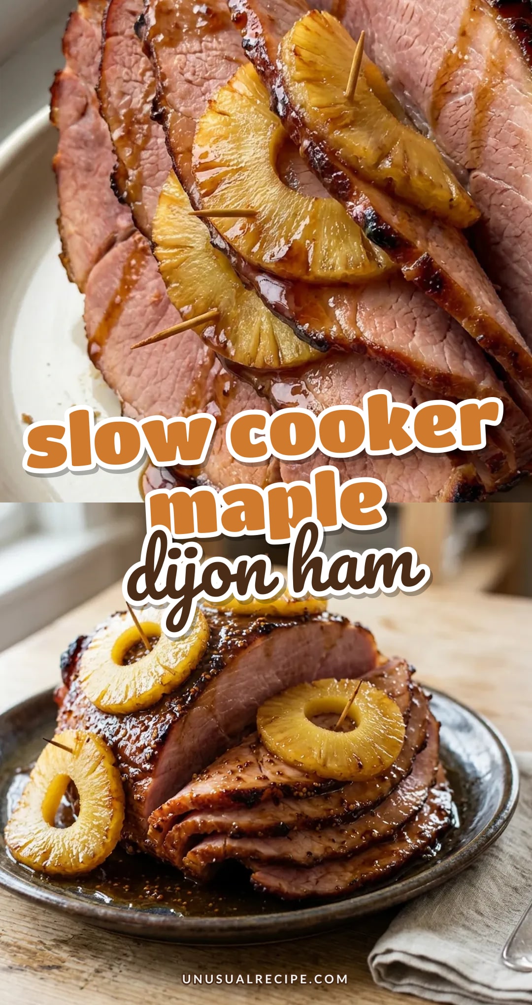 Slow Cooker Maple Dijon Ham with Pineapple