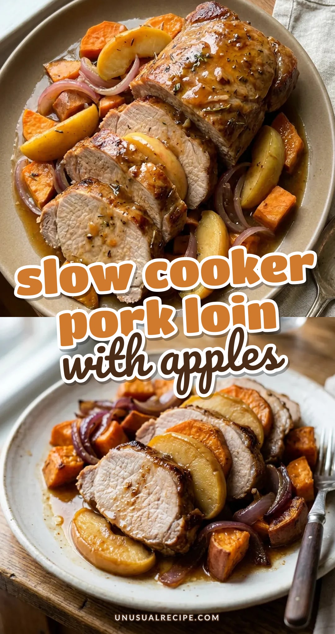 Slow Cooker Pork Loin with Apples and Sweet Potato